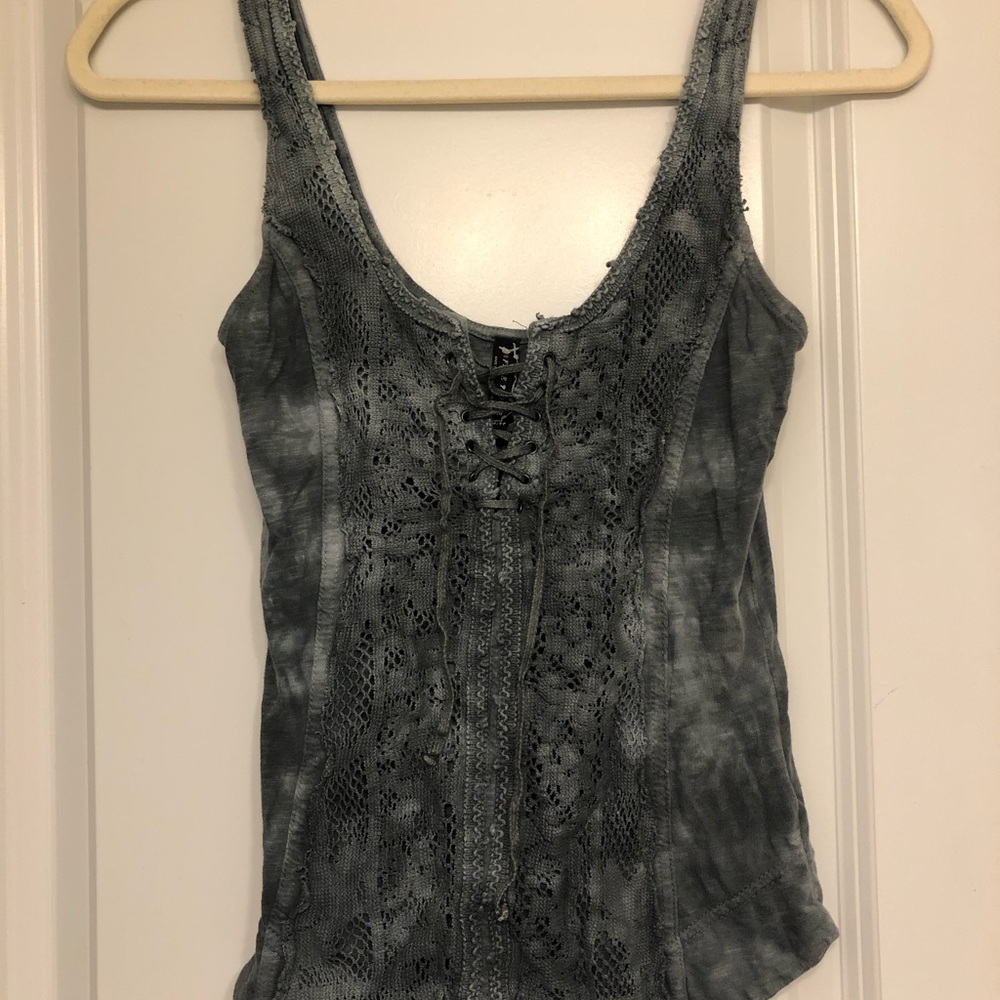 Free People black & gray crochet tank top